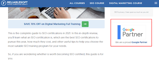 Reliablesoft Google Partner