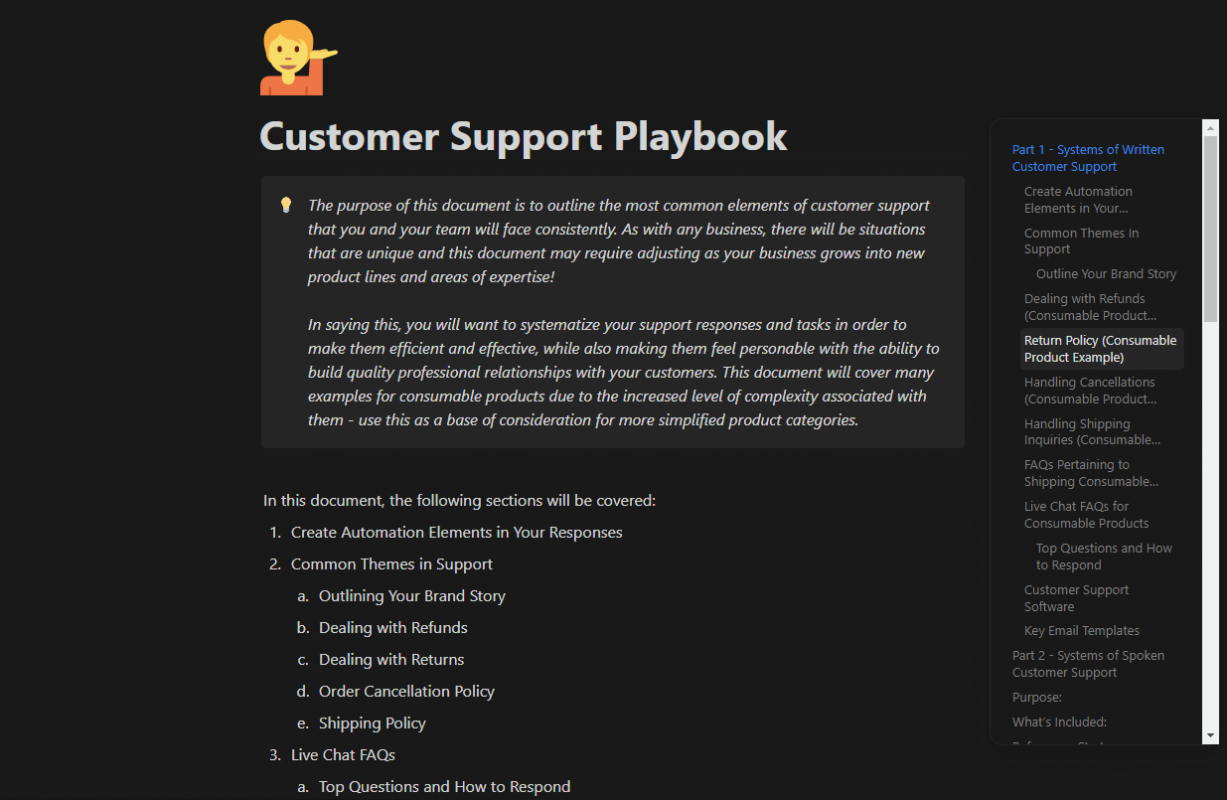 customer service playbook