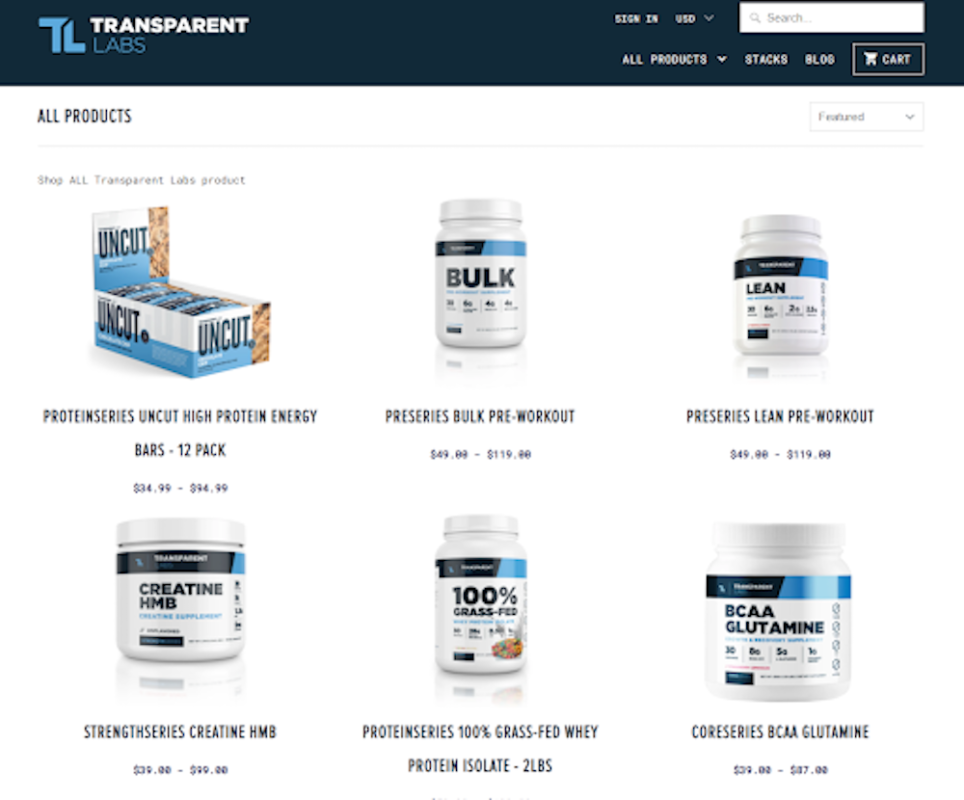 Transparent Labs Products